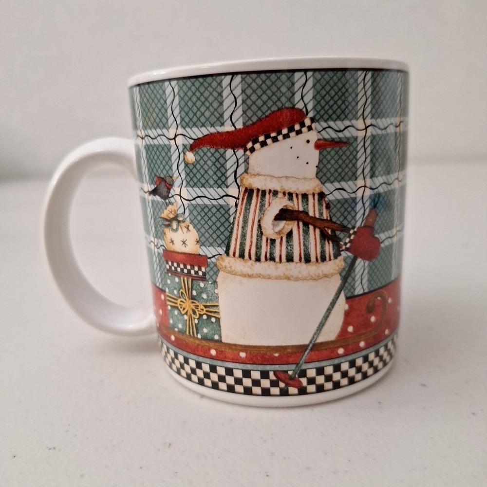 Vintage Sakura 1998 Debbie Mumm Frosty Folks Coffee Mug Snowman Country